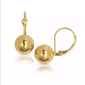 Dangle Ball Pierced Earrings Solid 14K Yellow Gold